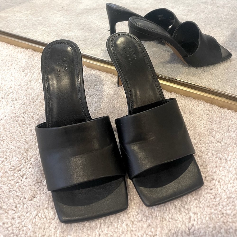 ASOS black squared toe sandal